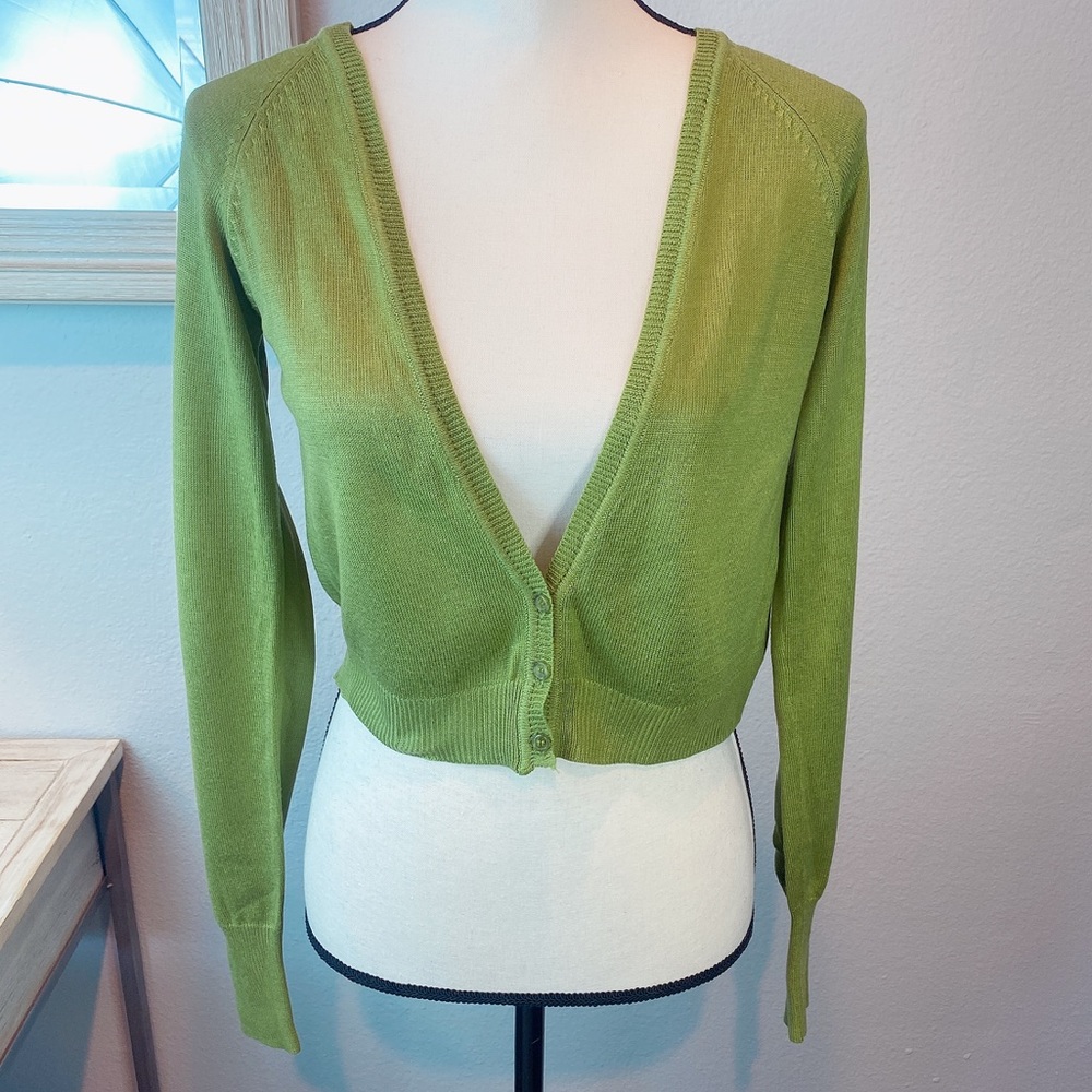 Sfera Green Cropped Cardigan